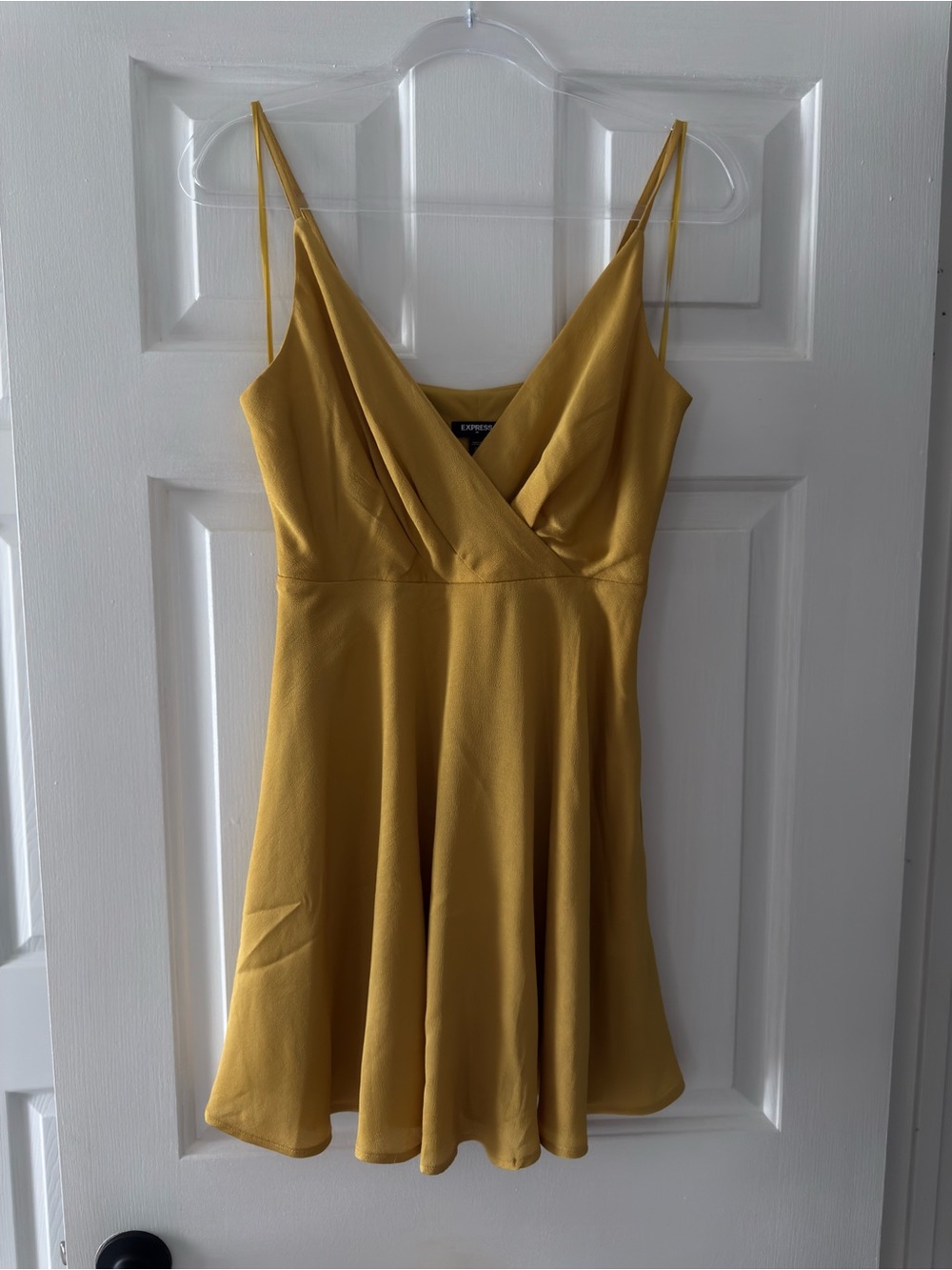 Express Mustard Cowl Neck Fit & Flare Dress XS